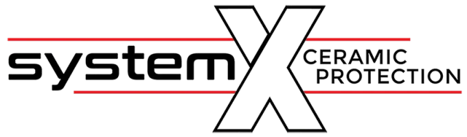 System X Ceramic Protection logo with black text and geometric X design